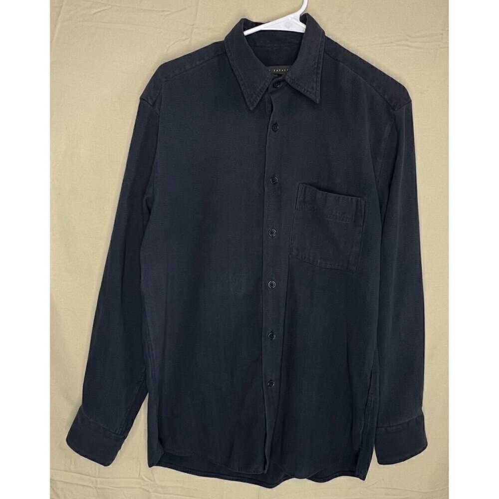Robert Barakett Button Down Shirt Gray Blue Herringbone Flannel Men's Size Small